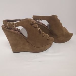 Jessica Simpson Fuax Suede Wedge Sling Back Sandals Size 10M